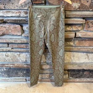 High-Rise Snake-Print Leggings in Olive